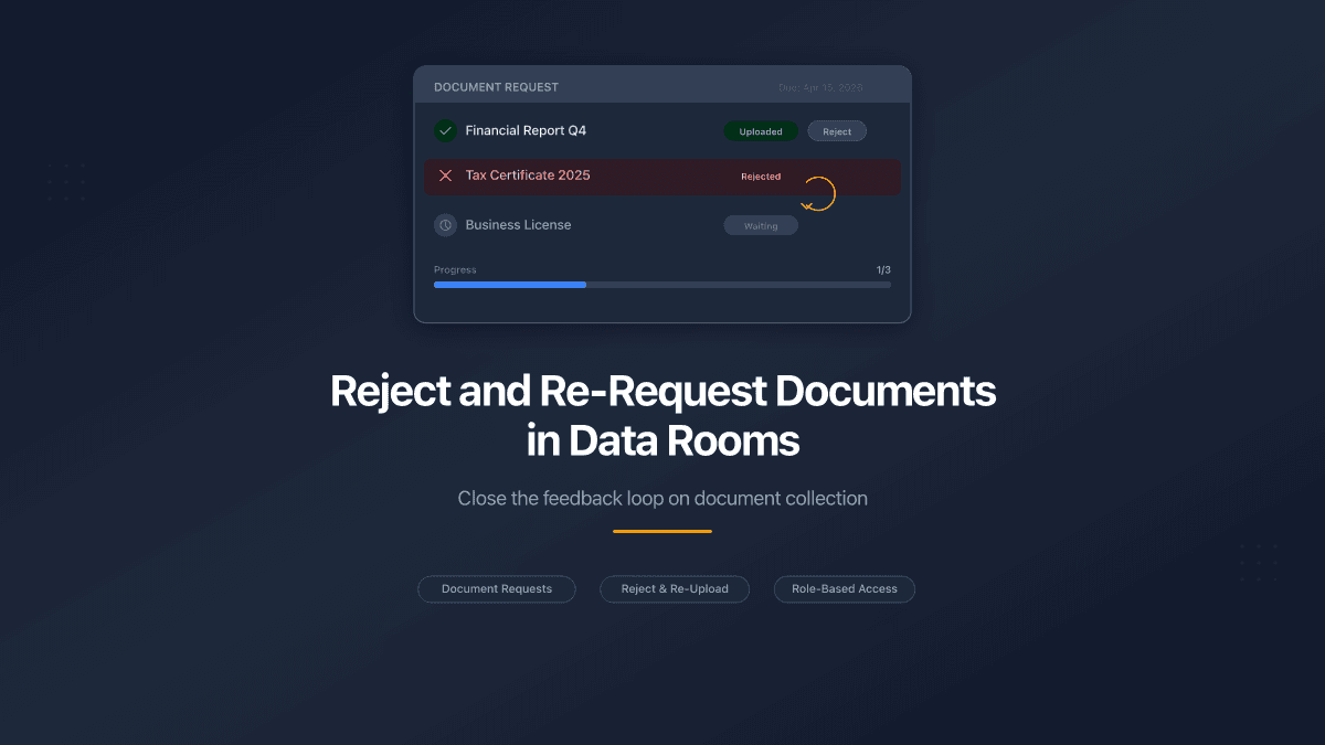 Reject and Re-Request Documents in Data Rooms