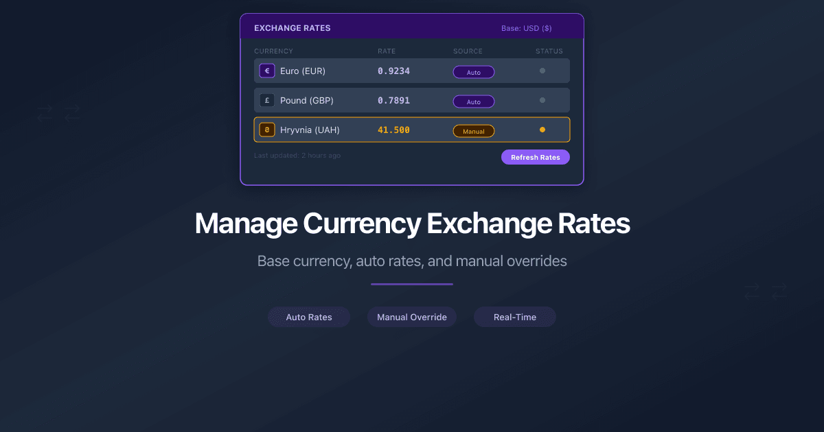 Manage Currency Exchange Rates