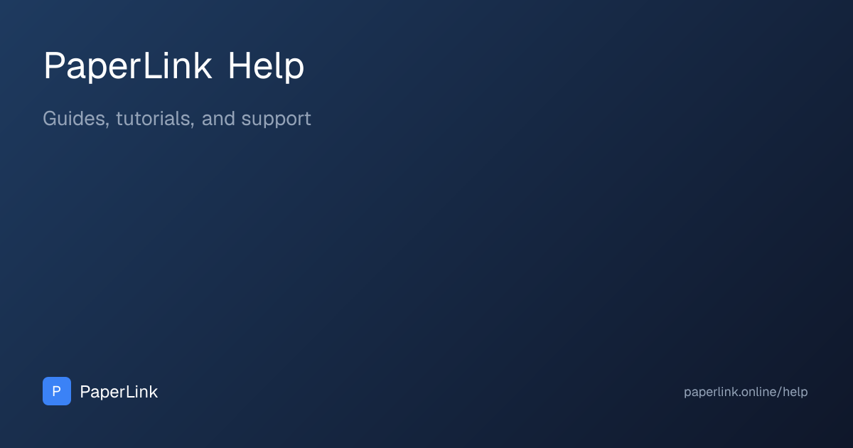 Help Center | PaperLink