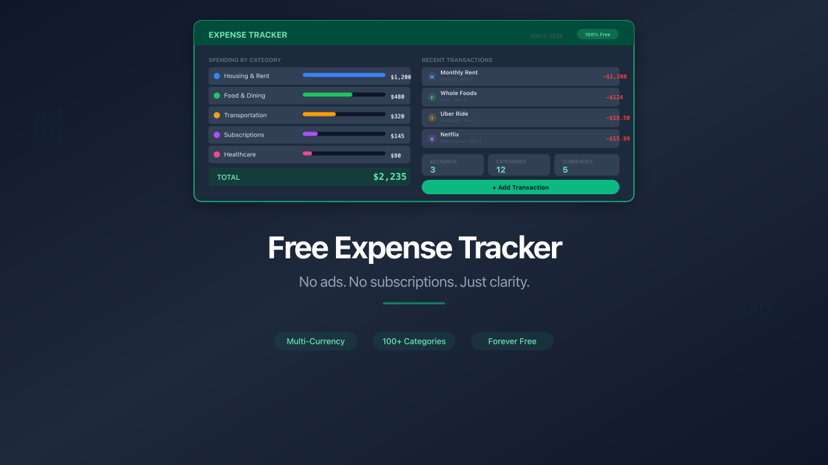 Free Expense Tracker Online - No Ads, No Subscriptions
